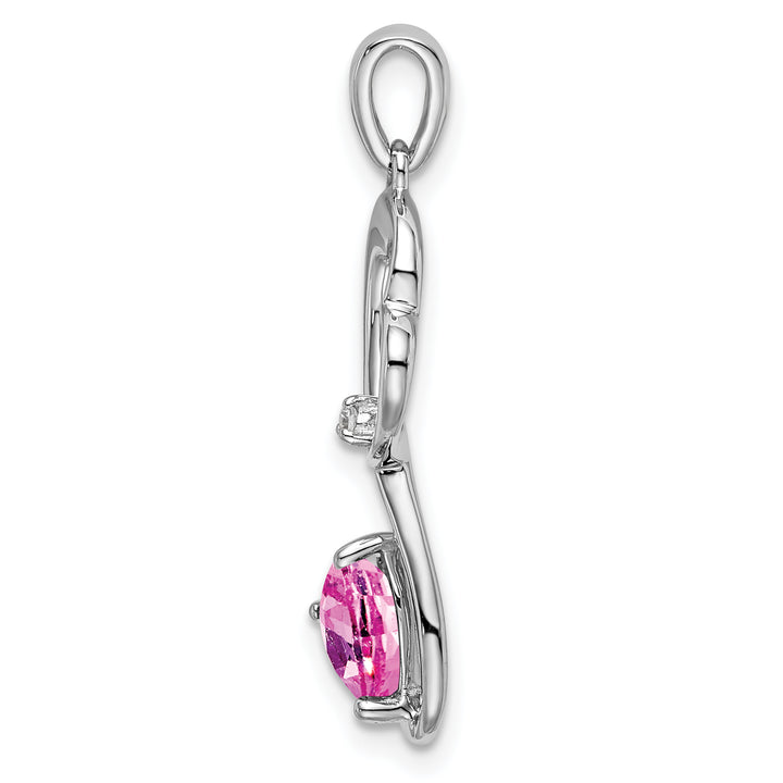 14k White Gold Pink Sapphire and Diamond Heart Pendant