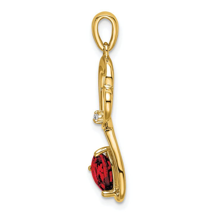 14k Yellow Gold Garnet and Diamond Heart Pendant