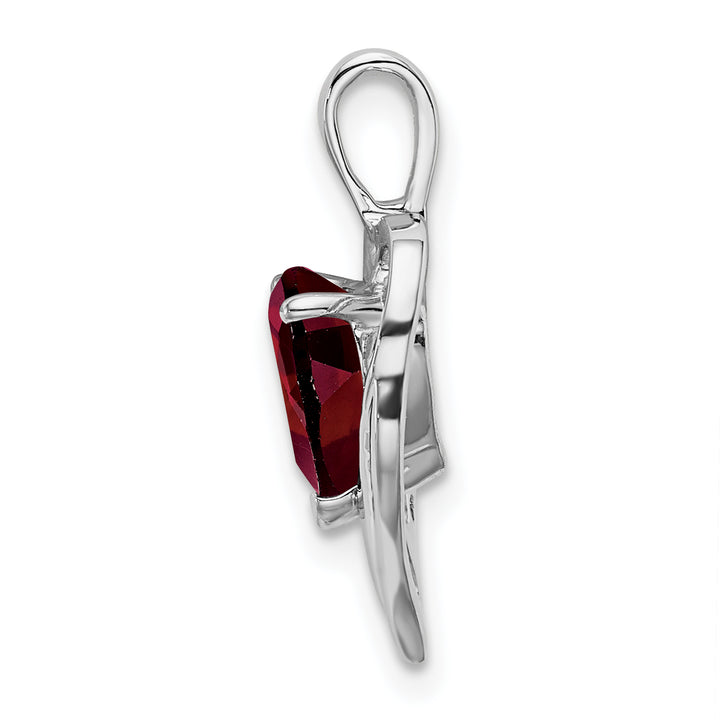 14k White Gold Garnet and Diamond Heart Design Pendant