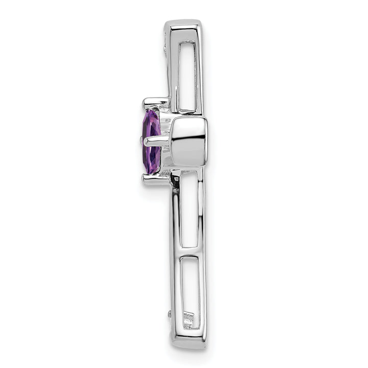 14k White Gold Square Amethyst & Diamond Cross Chain Slide
