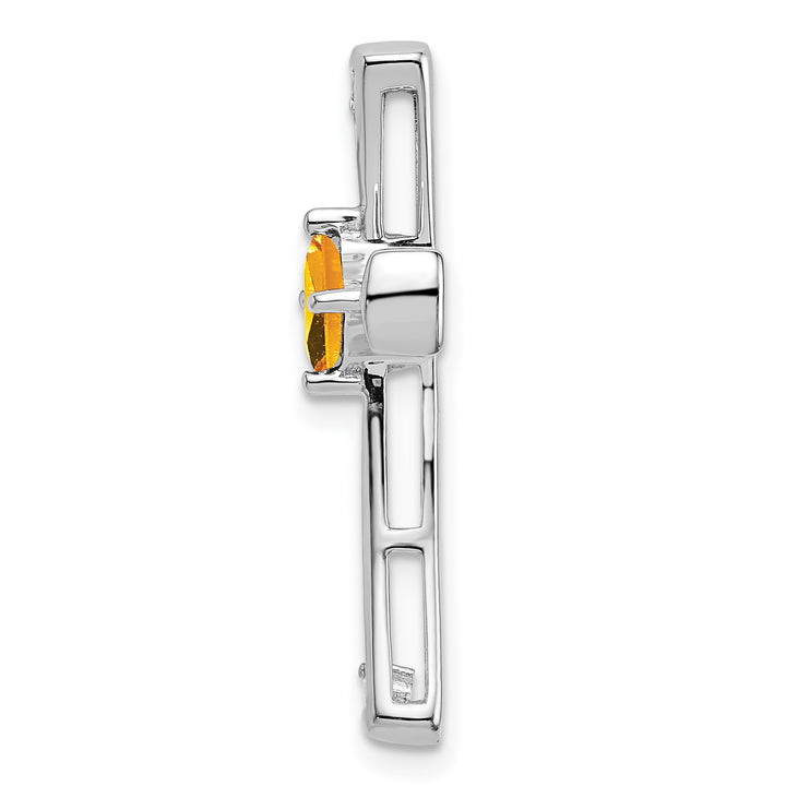 14k White Gold Square Citrine & Diamond Cross Chain Slide