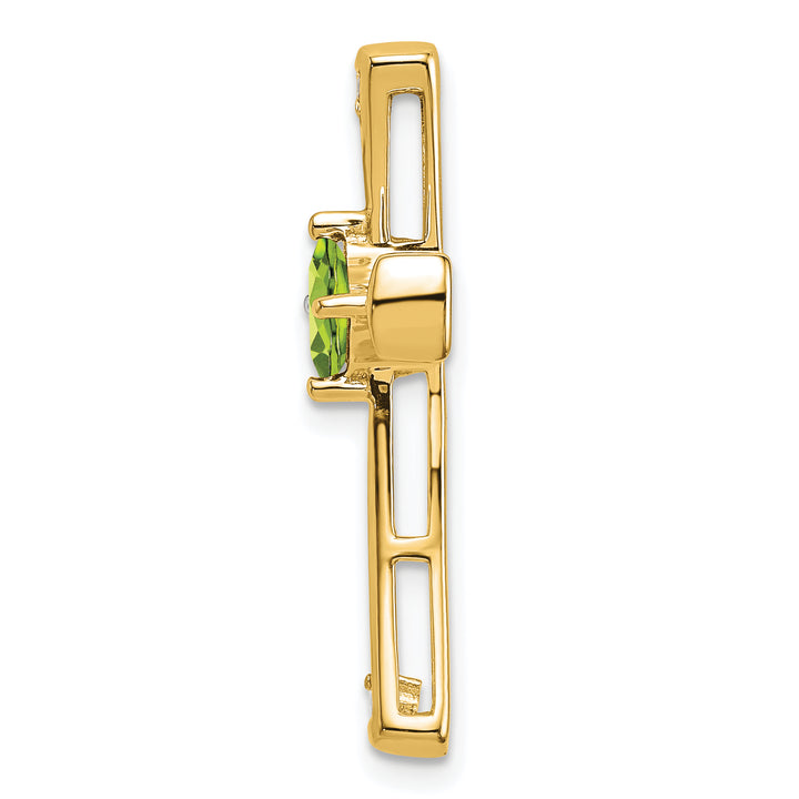 14k Yellow Gold Square Peridot & Diamond Fancy Cross Chain Slide