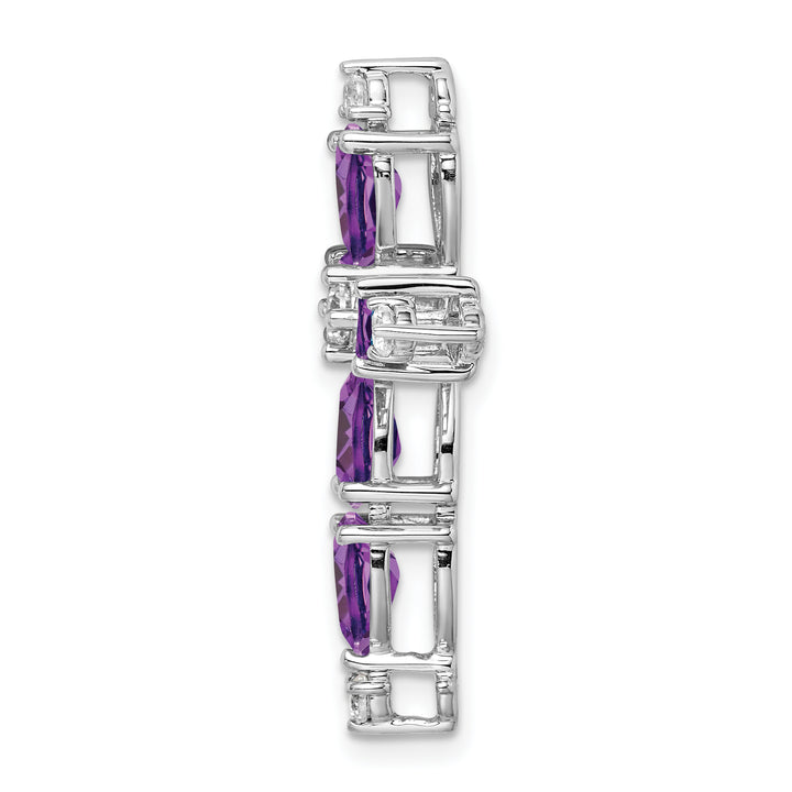 14k White Gold Pear Amethyst & Diamond Cross Chain Slide