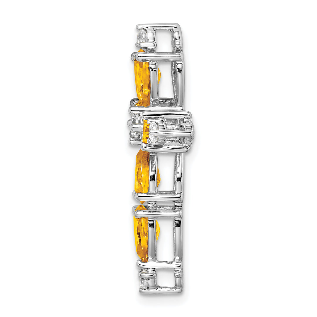 14k White Gold Pear Citrine & Diamond Fancy Cross Chain Slide
