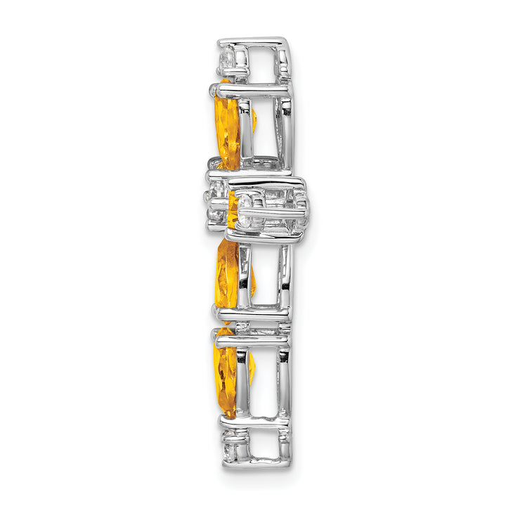 14k White Gold Pear Citrine & Diamond Fancy Cross Chain Slide