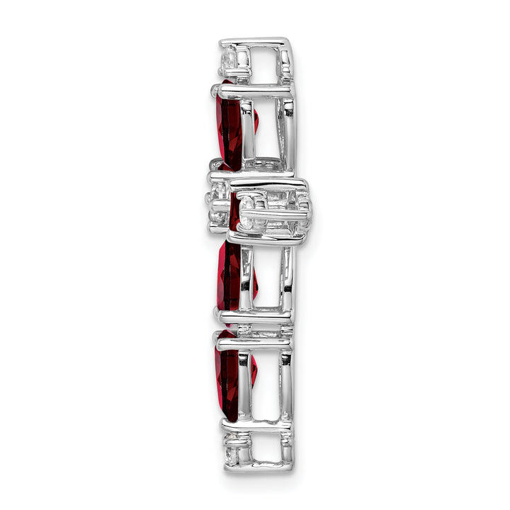 14k White Gold Pear Garnet & Diamond Fancy Cross Chain Slide