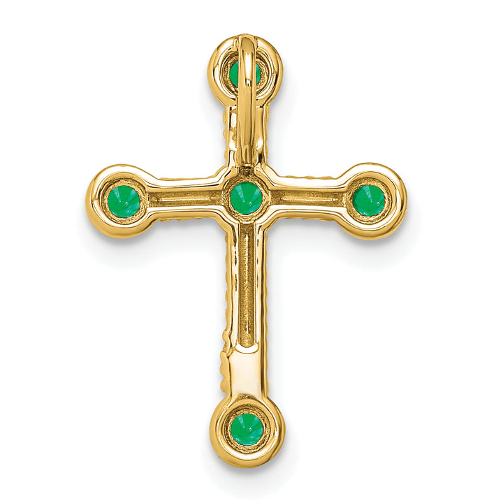 14k Yellow Gold Emerald Twisted Design Cross Chain Slide
