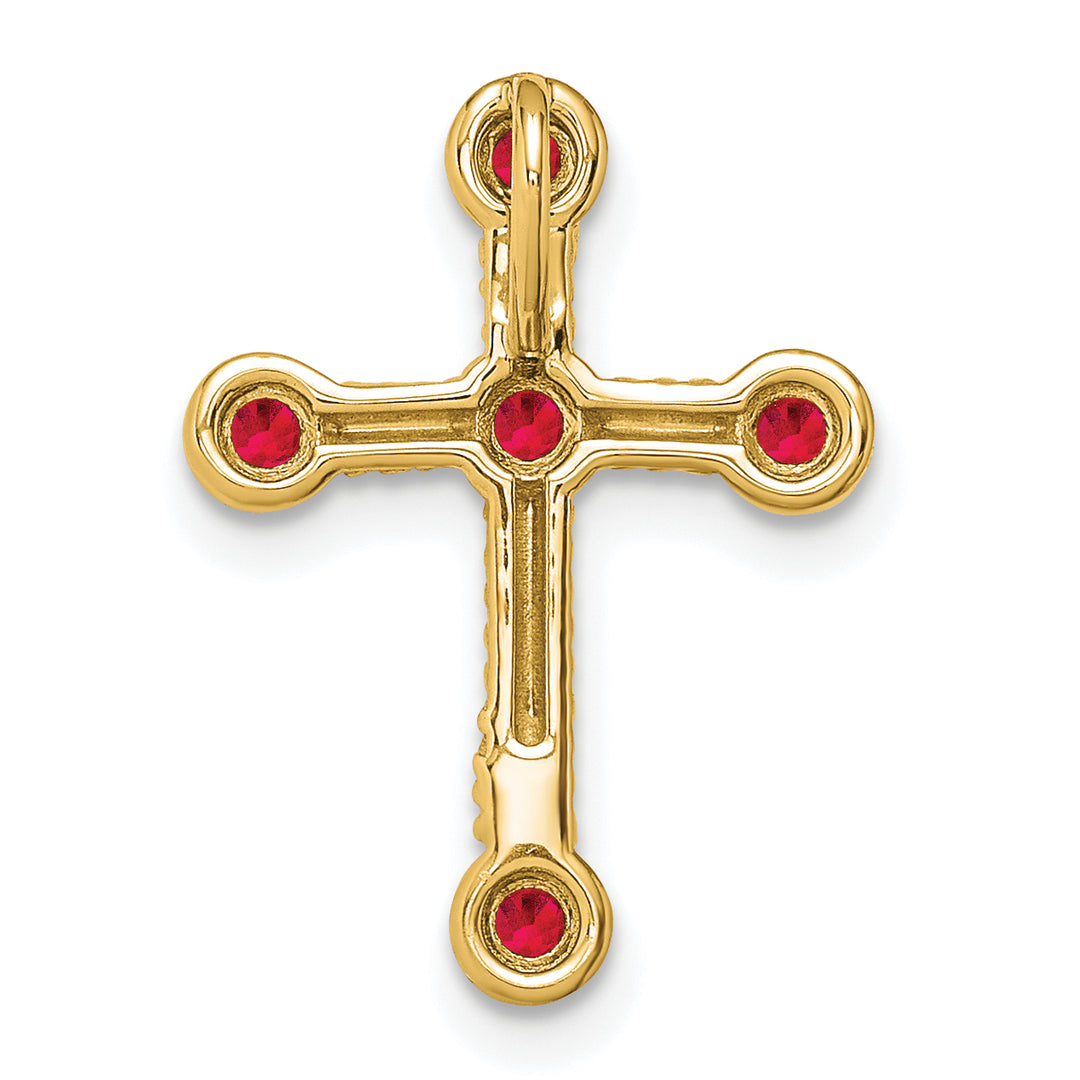 14k Yellow Gold Ruby Cross Twist  Shape Design Chain Slide