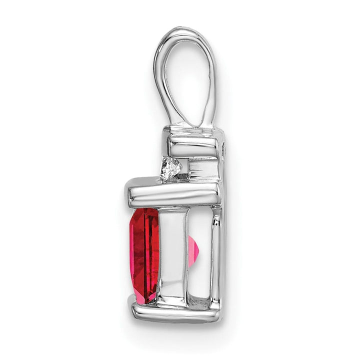 Lovely Rita's Pendants & Charms 14K White Gold Square Ruby and Diamond Pendant