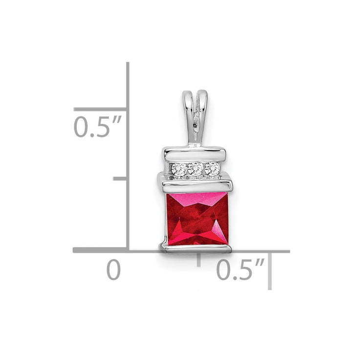 Lovely Rita's Pendants & Charms 14K White Gold Square Ruby and Diamond Pendant