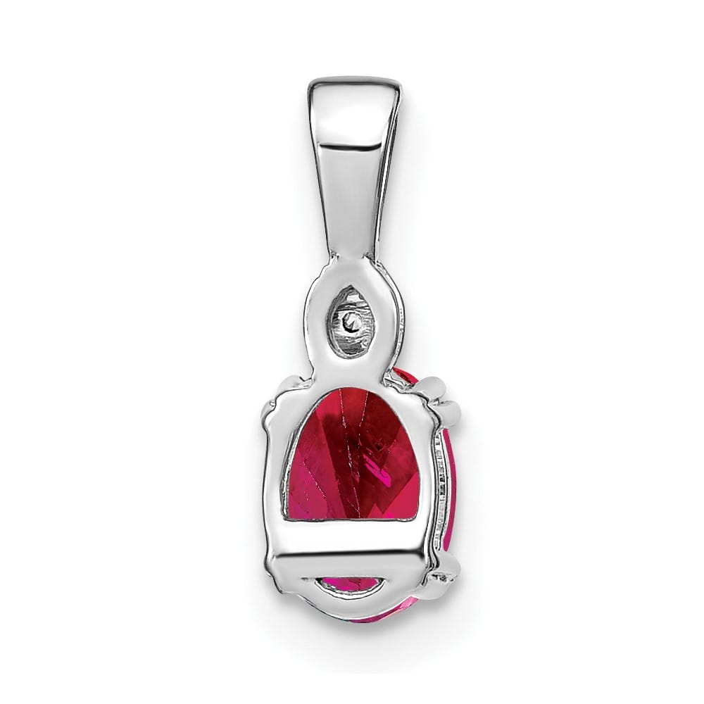 Lovely Rita's Pendants & Charms 14K White Gold 7x5mm Oval Ruby and Diamond Pendant