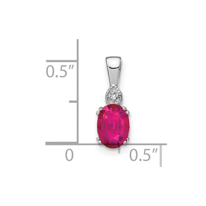Lovely Rita's Pendants & Charms 14K White Gold 7x5mm Oval Ruby and Diamond Pendant
