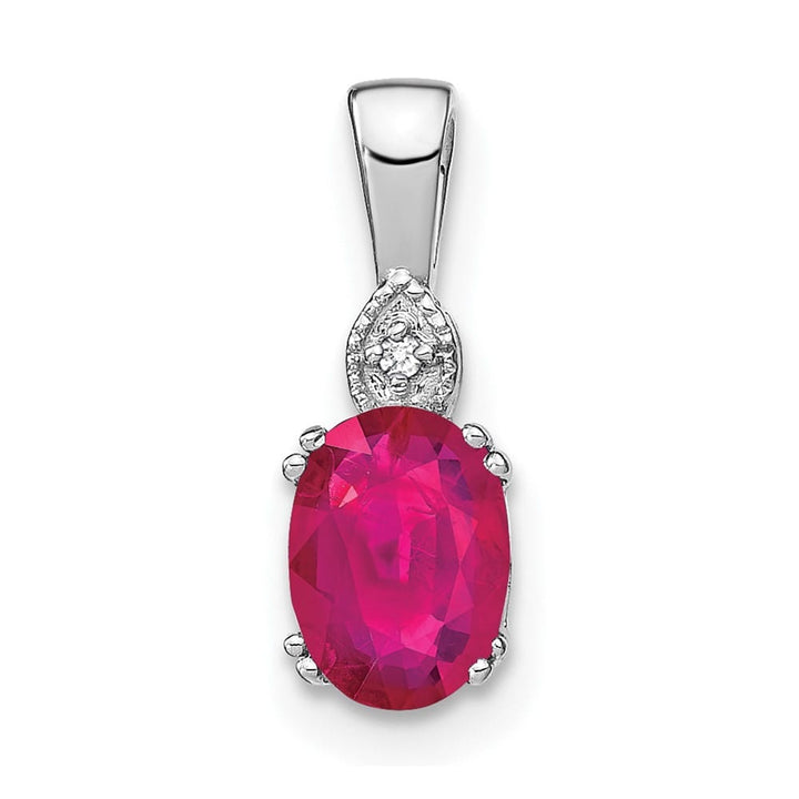 Lovely Rita's Pendants & Charms 14K White Gold 7x5mm Oval Ruby and Diamond Pendant
