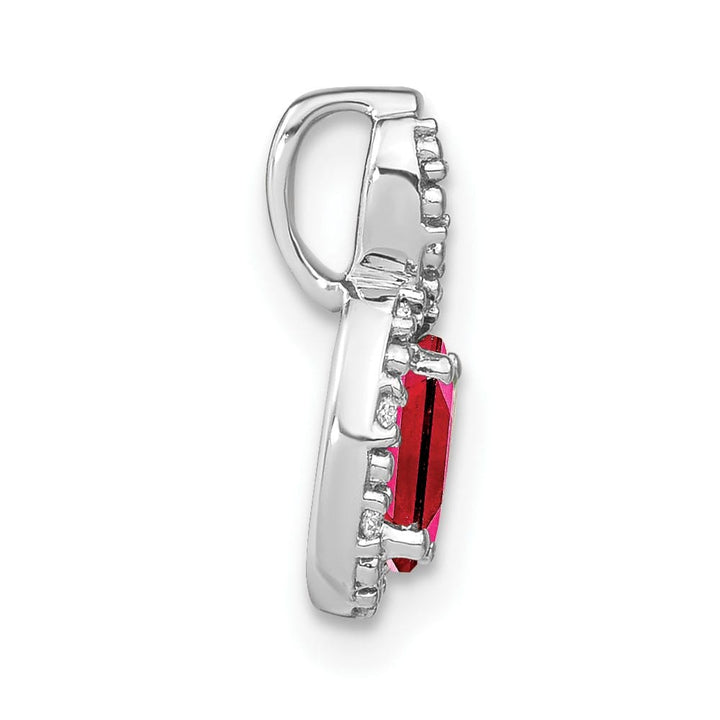 Lovely Rita's Pendants & Charms 14K White Gold 6x4mm Oval Ruby and Diamond Halo Pendant