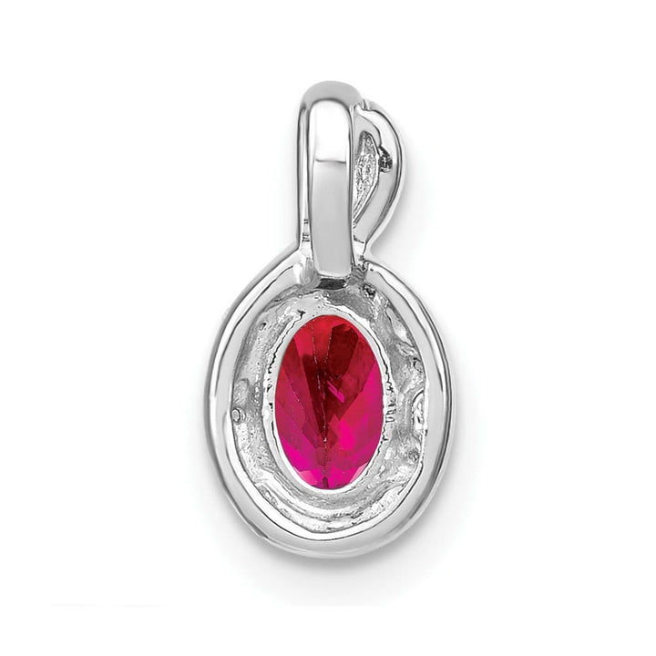 Lovely Rita's Pendants & Charms 14K White Gold 6x4mm Oval Ruby and Diamond Halo Pendant