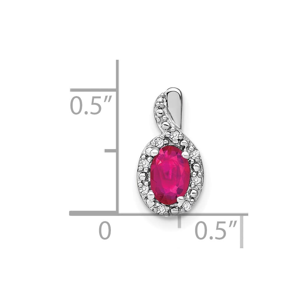 Lovely Rita's Pendants & Charms 14K White Gold 6x4mm Oval Ruby and Diamond Halo Pendant