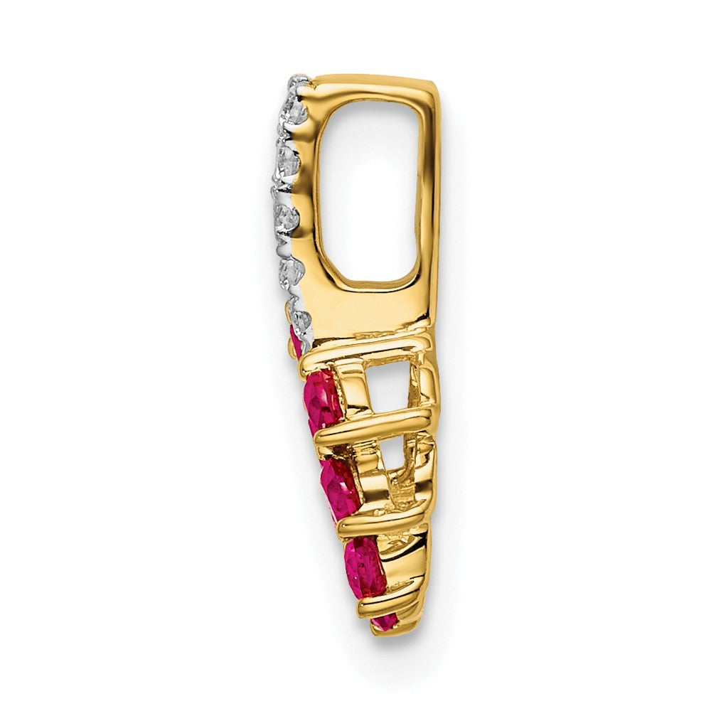 Lovely Rita's Pendants & Charms 14K Yellow Gold Ruby and Diamond Leaf Chain Slide