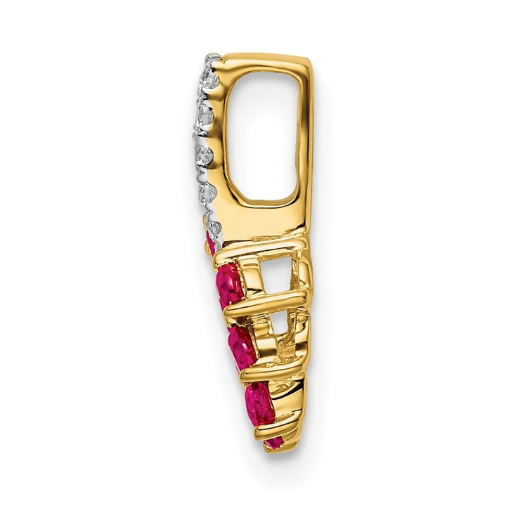 Lovely Rita's Pendants & Charms 14K Yellow Gold Ruby and Diamond Leaf Chain Slide