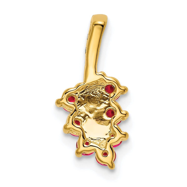 Lovely Rita's Pendants & Charms 14K Yellow Gold Ruby and Diamond Leaf Chain Slide