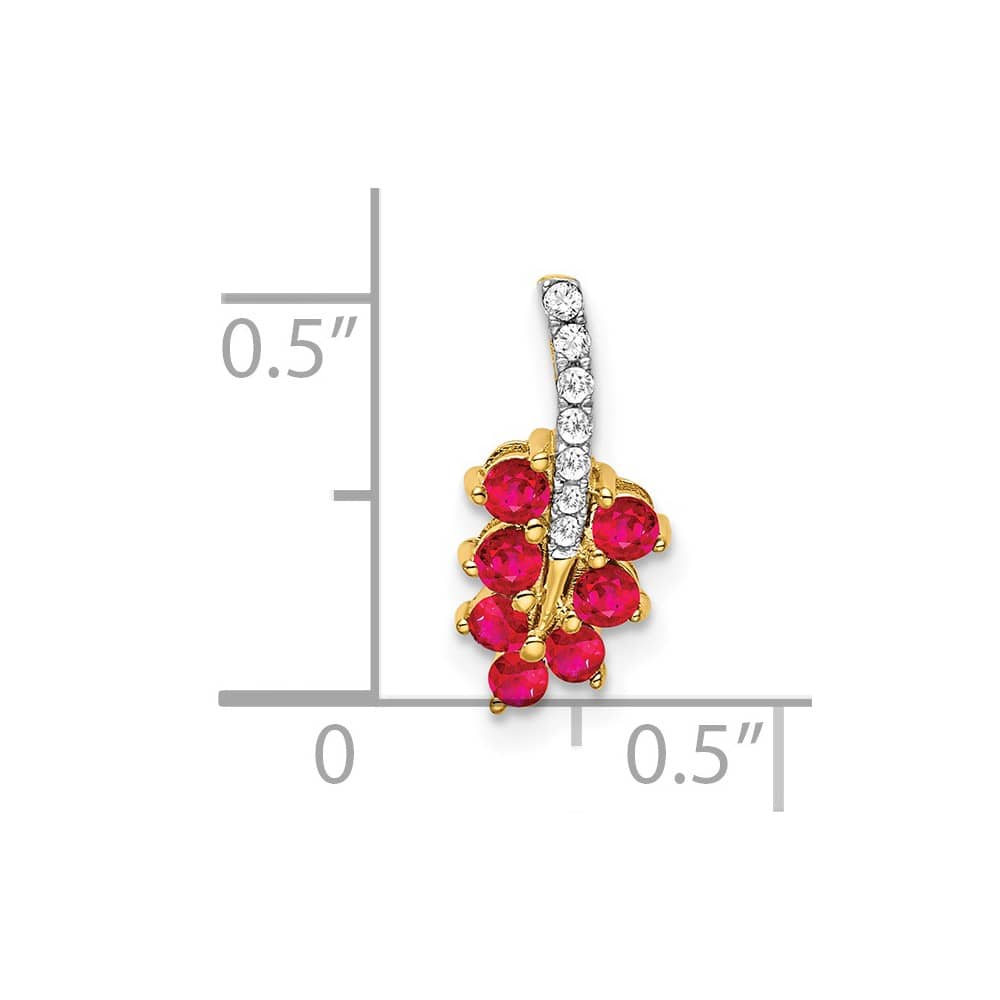 Lovely Rita's Pendants & Charms 14K Yellow Gold Ruby and Diamond Leaf Chain Slide