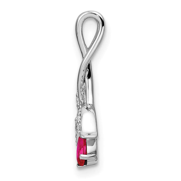 Lovely Rita's Pendants & Charms 14K White Gold Ruby and Diamond Floral Chain Slide
