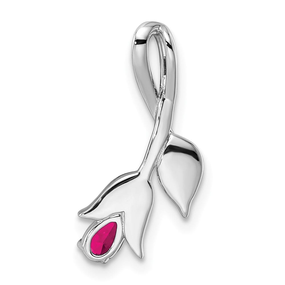 Lovely Rita's Pendants & Charms 14K White Gold Ruby and Diamond Floral Chain Slide