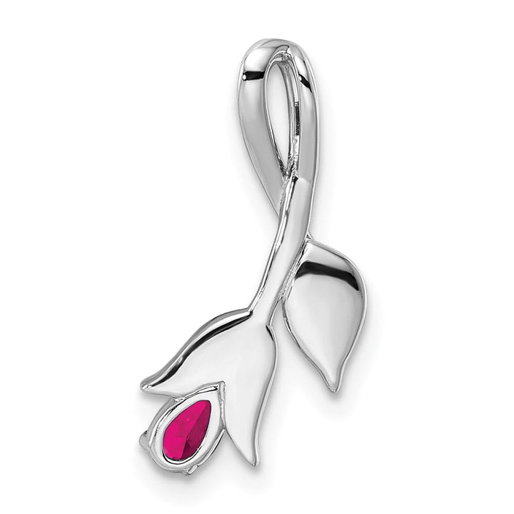 Lovely Rita's Pendants & Charms 14K White Gold Ruby and Diamond Floral Chain Slide
