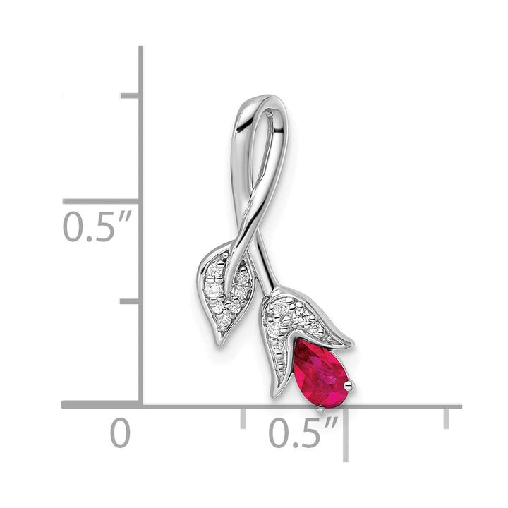 Lovely Rita's Pendants & Charms 14K White Gold Ruby and Diamond Floral Chain Slide