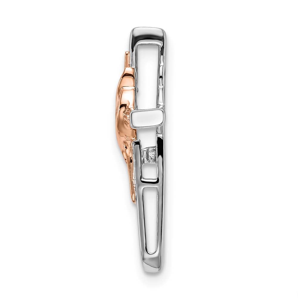 Lovely Rita's Pendants & Charms 10K Two-Tone Gold White and Rose Diamond Cross Chain Slide