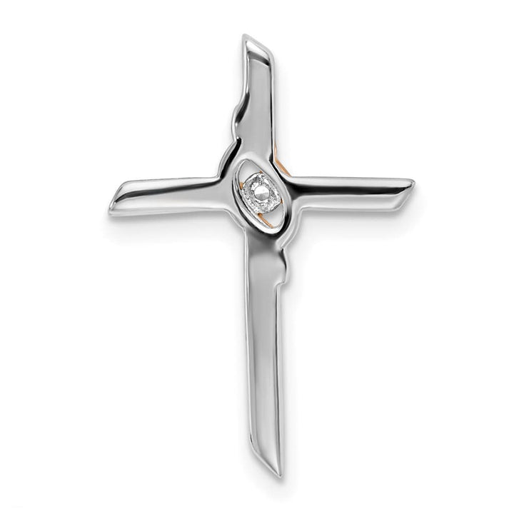 Lovely Rita's Pendants & Charms 10K Two-Tone Gold White and Rose Diamond Cross Chain Slide