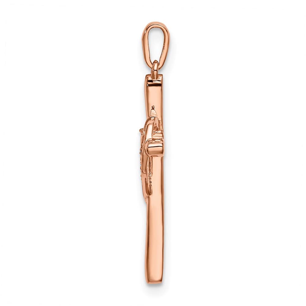 Lovely Rita's Pendants & Charms 10K Rose Gold Diamond Cross with Heart Pendant