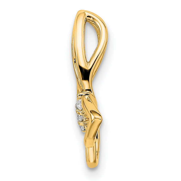 14k Yellow Gold Polished Butterfly with Diamonds Chain Slide Pendant