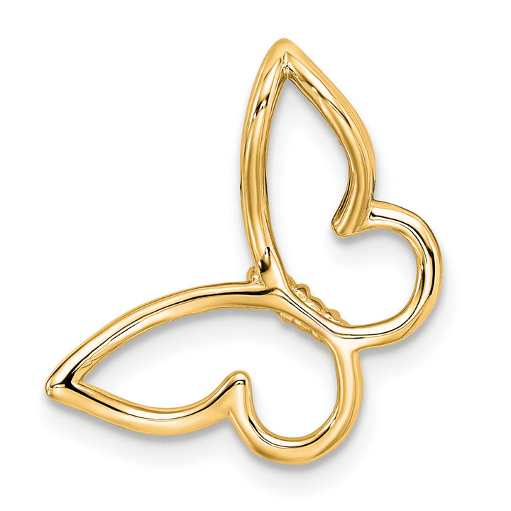 14k Yellow Gold Polished Butterfly with Diamonds Chain Slide Pendant
