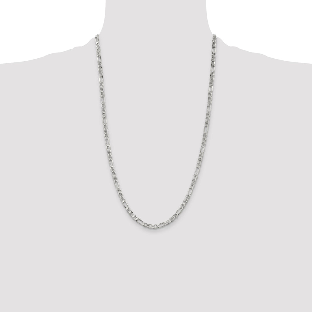 Sterling Silver 3.75mm Figaro Anchor Chain 26 Inch