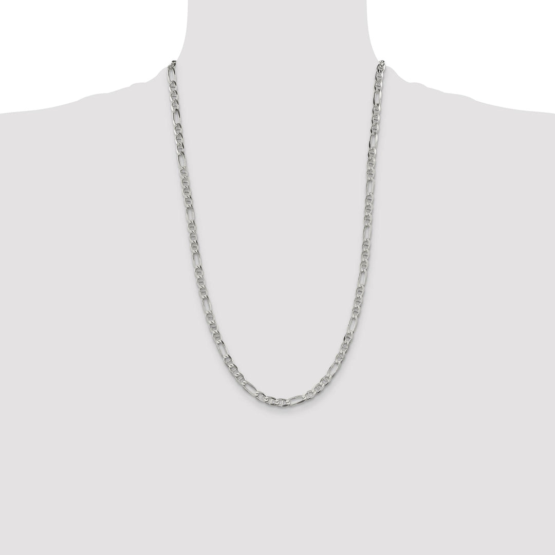 Sterling Silver 4.5mm Figaro Anchor Chain 26 Inch