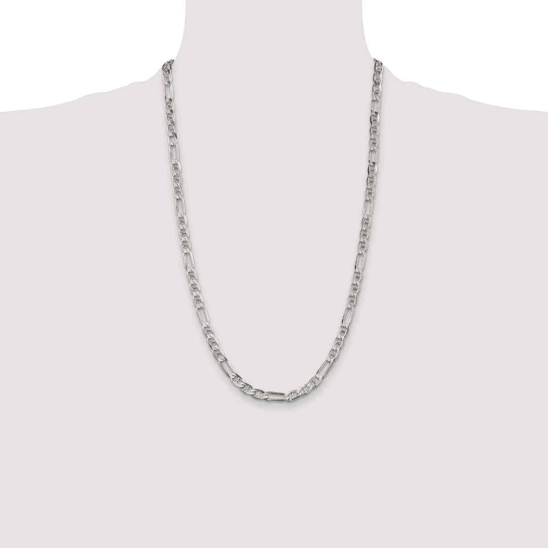 Sterling Silver 5.5mm Figaro Anchor Chain 26 Inch