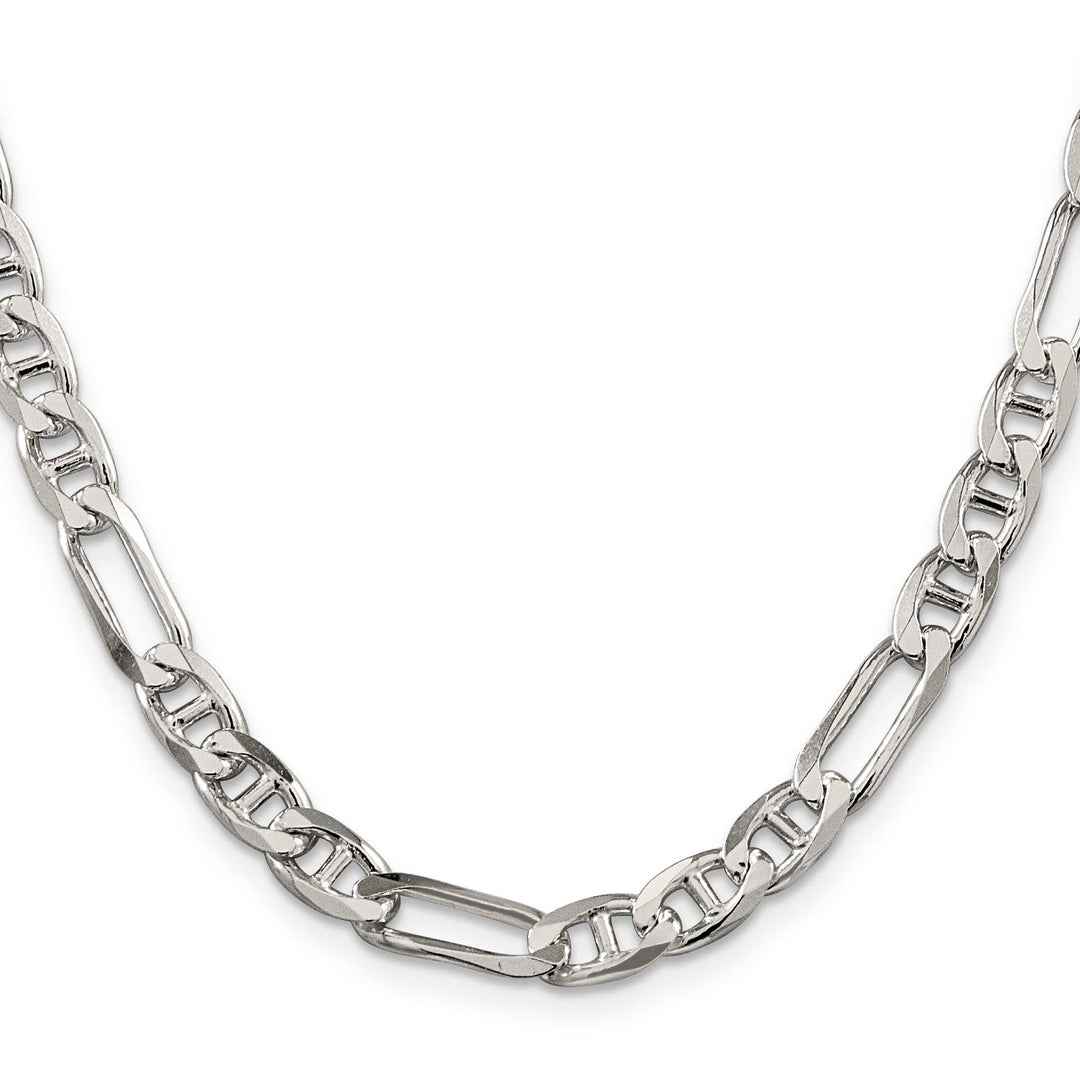 Sterling Silver 6.5mm Figaro Anchor Chain 26 Inch