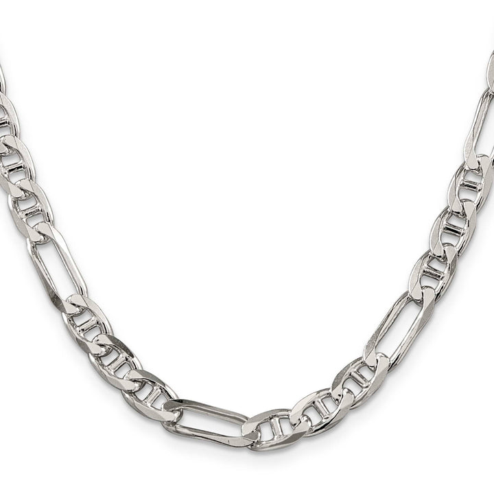 Sterling Silver 6.5mm Figaro Anchor Chain 26 Inch