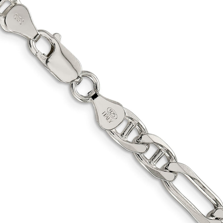 Sterling Silver 6.5mm Figaro Anchor Chain 26 Inch