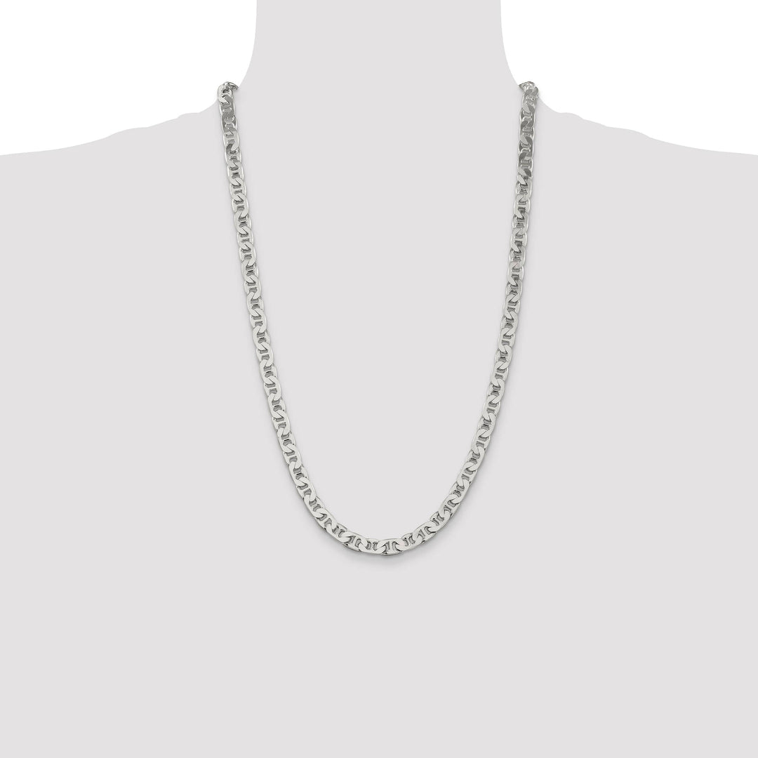 Sterling Silver 6.5mm Flat Anchor Chain 26 Inch