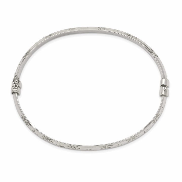 Sterling Silver Diamond-cut 6mm Hinged Bangle and 4x25mm - 13.91g