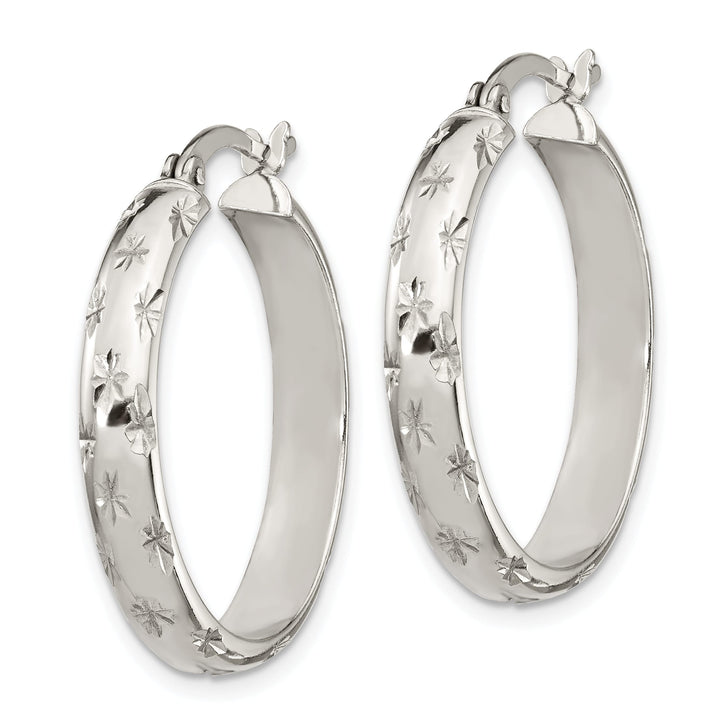 Sterling Silver Diamond-cut 6mm Hinged Bangle and 4x25mm - 13.91g