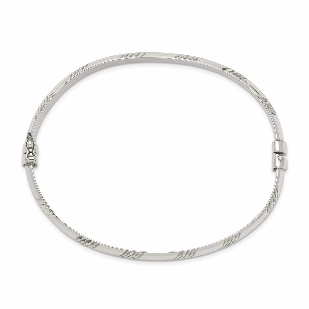 Sterling Silver Diamond-cut 6mm Hinged Bangle and 4x25mm - 10.15g