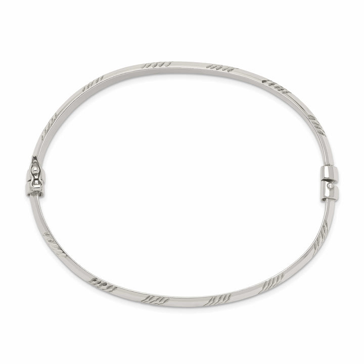Sterling Silver Diamond-cut 6mm Hinged Bangle and 4x25mm - 10.15g