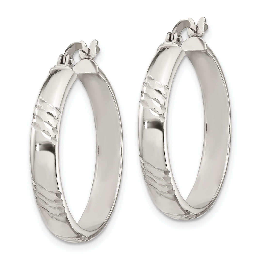 Sterling Silver Diamond-cut 6mm Hinged Bangle and 4x25mm - 10.15g