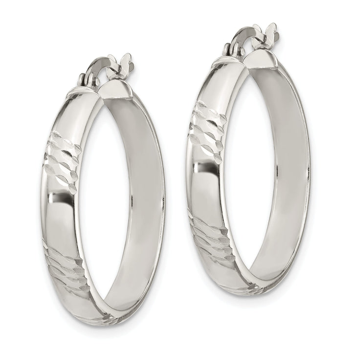 Sterling Silver Diamond-cut 6mm Hinged Bangle and 4x25mm - 10.15g
