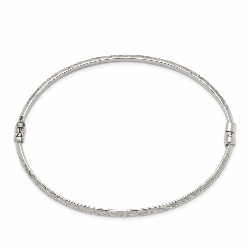Sterling Silver Diamond-cut 4mm Hinged Bangle and 3x25mm Hoop - 7.32g