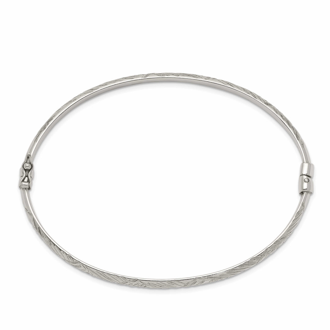 Sterling Silver Diamond-cut 4mm Hinged Bangle and 3x25mm Hoop - 7.32g