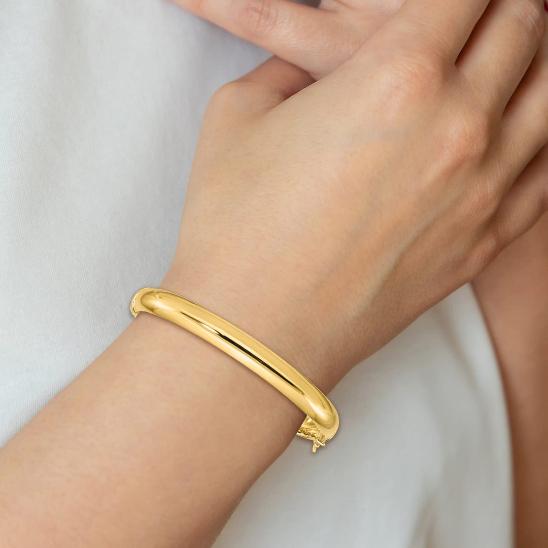 Sterling Silver Gold-plated Polished 8mm Hinged Bangle