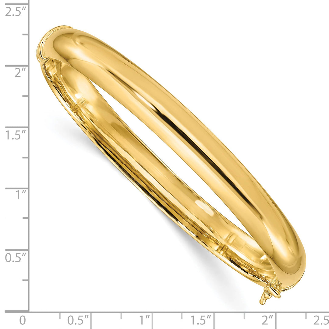 Sterling Silver Gold-plated Polished 8mm Hinged Bangle